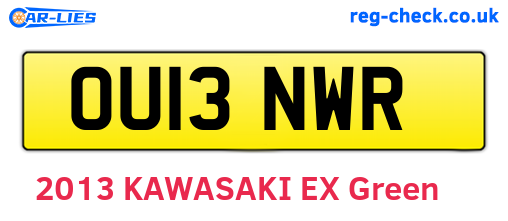 OU13NWR are the vehicle registration plates.