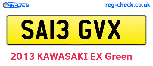 SA13GVX are the vehicle registration plates.
