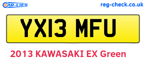 YX13MFU are the vehicle registration plates.