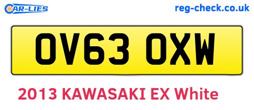OV63OXW are the vehicle registration plates.
