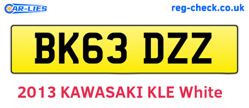 BK63DZZ are the vehicle registration plates.
