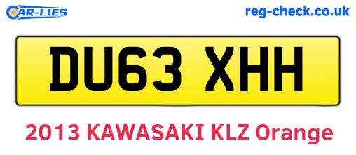 DU63XHH are the vehicle registration plates.