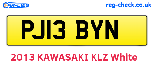 PJ13BYN are the vehicle registration plates.
