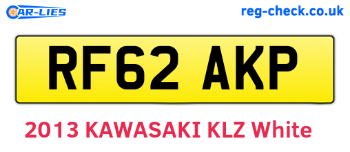 RF62AKP are the vehicle registration plates.
