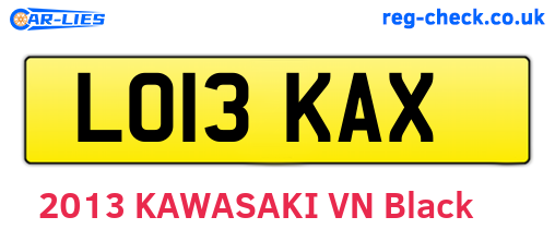 LO13KAX are the vehicle registration plates.