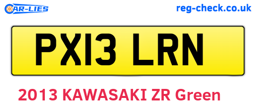 PX13LRN are the vehicle registration plates.