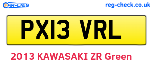 PX13VRL are the vehicle registration plates.