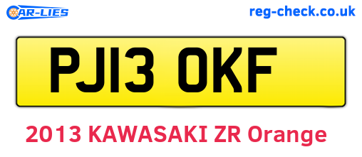 PJ13OKF are the vehicle registration plates.