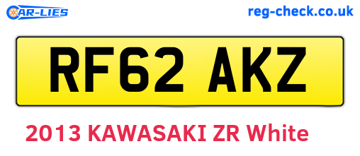 RF62AKZ are the vehicle registration plates.