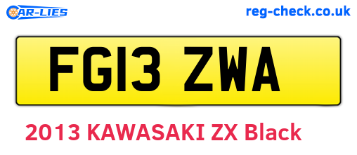 FG13ZWA are the vehicle registration plates.