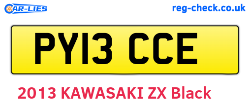 PY13CCE are the vehicle registration plates.