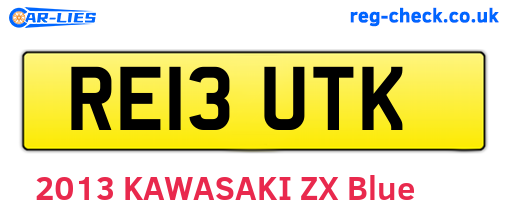 RE13UTK are the vehicle registration plates.