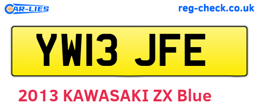 YW13JFE are the vehicle registration plates.
