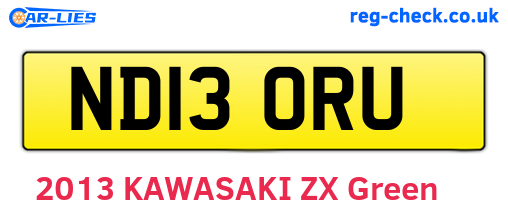 ND13ORU are the vehicle registration plates.