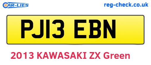 PJ13EBN are the vehicle registration plates.