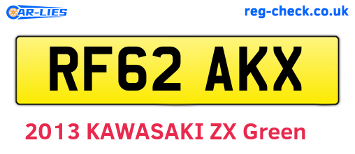 RF62AKX are the vehicle registration plates.
