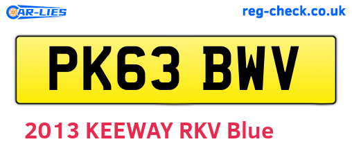 PK63BWV are the vehicle registration plates.