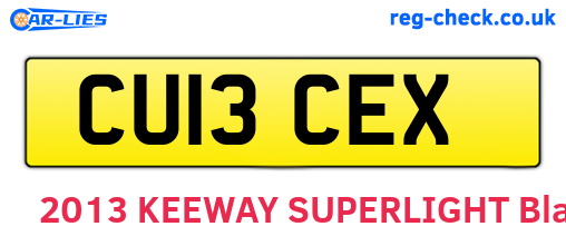 CU13CEX are the vehicle registration plates.