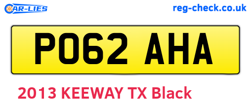 PO62AHA are the vehicle registration plates.