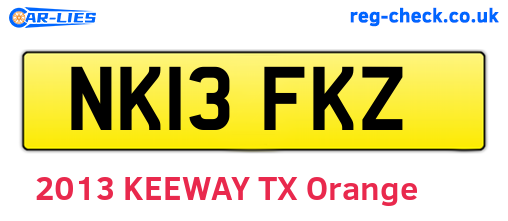 NK13FKZ are the vehicle registration plates.
