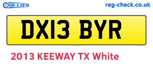 DX13BYR are the vehicle registration plates.
