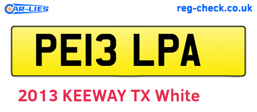 PE13LPA are the vehicle registration plates.
