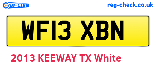WF13XBN are the vehicle registration plates.