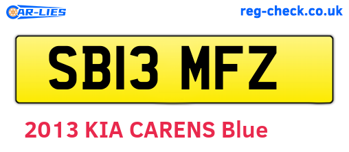 SB13MFZ are the vehicle registration plates.