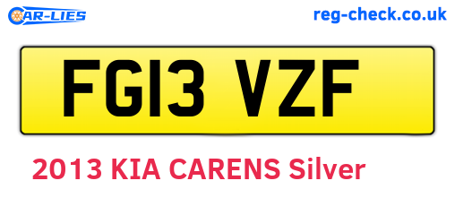 FG13VZF are the vehicle registration plates.