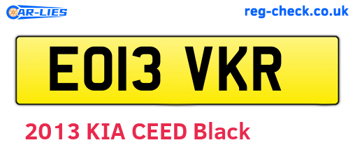EO13VKR are the vehicle registration plates.