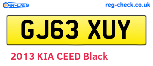GJ63XUY are the vehicle registration plates.