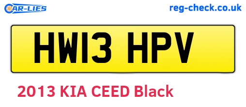 HW13HPV are the vehicle registration plates.