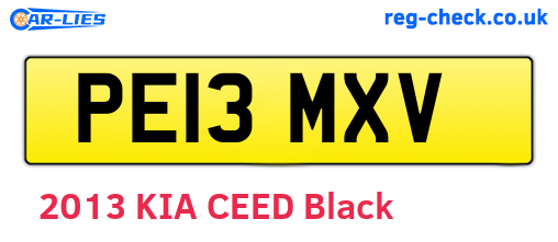 PE13MXV are the vehicle registration plates.