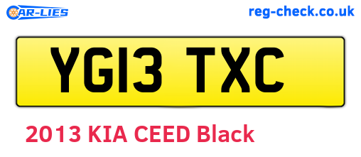 YG13TXC are the vehicle registration plates.