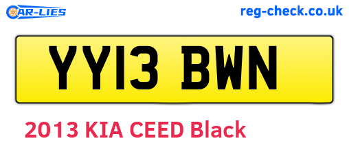 YY13BWN are the vehicle registration plates.