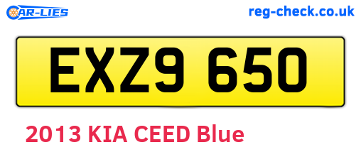 EXZ9650 are the vehicle registration plates.