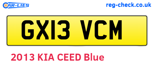 GX13VCM are the vehicle registration plates.