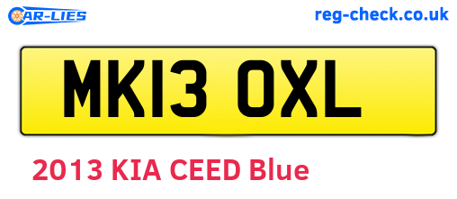 MK13OXL are the vehicle registration plates.