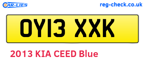 OY13XXK are the vehicle registration plates.