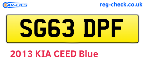 SG63DPF are the vehicle registration plates.