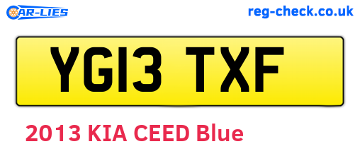 YG13TXF are the vehicle registration plates.