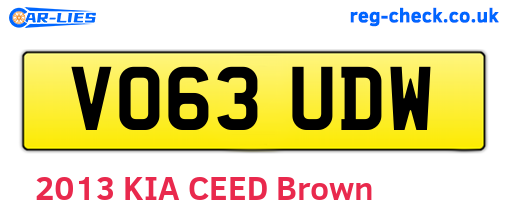 VO63UDW are the vehicle registration plates.