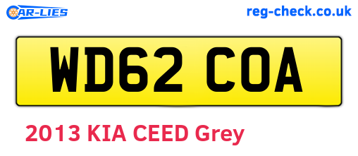 WD62COA are the vehicle registration plates.