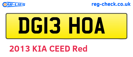 DG13HOA are the vehicle registration plates.