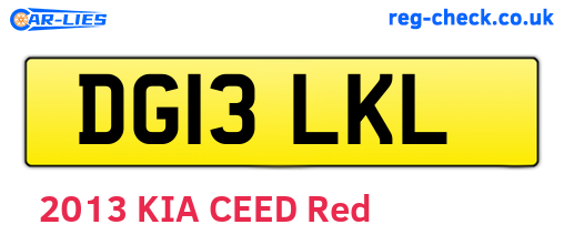 DG13LKL are the vehicle registration plates.