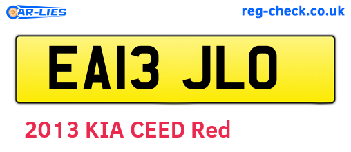 EA13JLO are the vehicle registration plates.