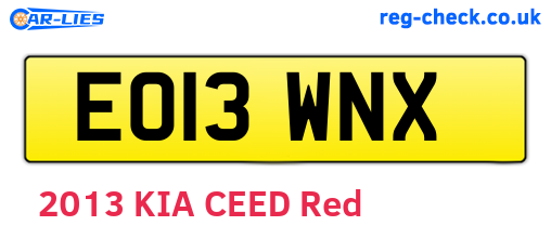 EO13WNX are the vehicle registration plates.