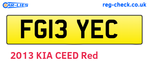 FG13YEC are the vehicle registration plates.