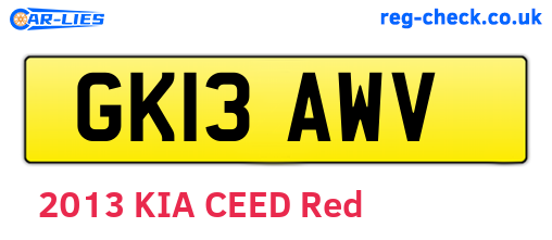 GK13AWV are the vehicle registration plates.