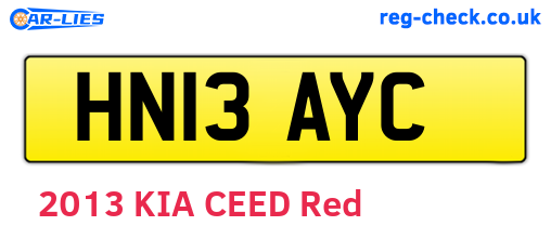 HN13AYC are the vehicle registration plates.